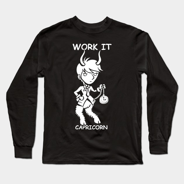 Work It, Capricorn! Long Sleeve T-Shirt by NerdsyAeon